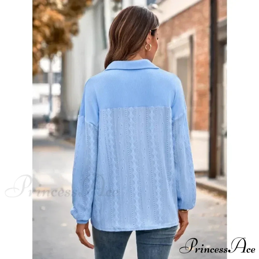 Durable Collar Pullover Knit Top Classy Top