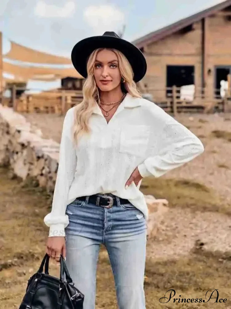 Durable Collar Pullover Knit Top Classy Top