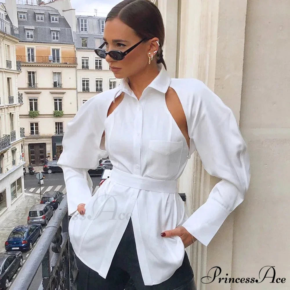 Durable Collar Single Buttoned Ivory Top