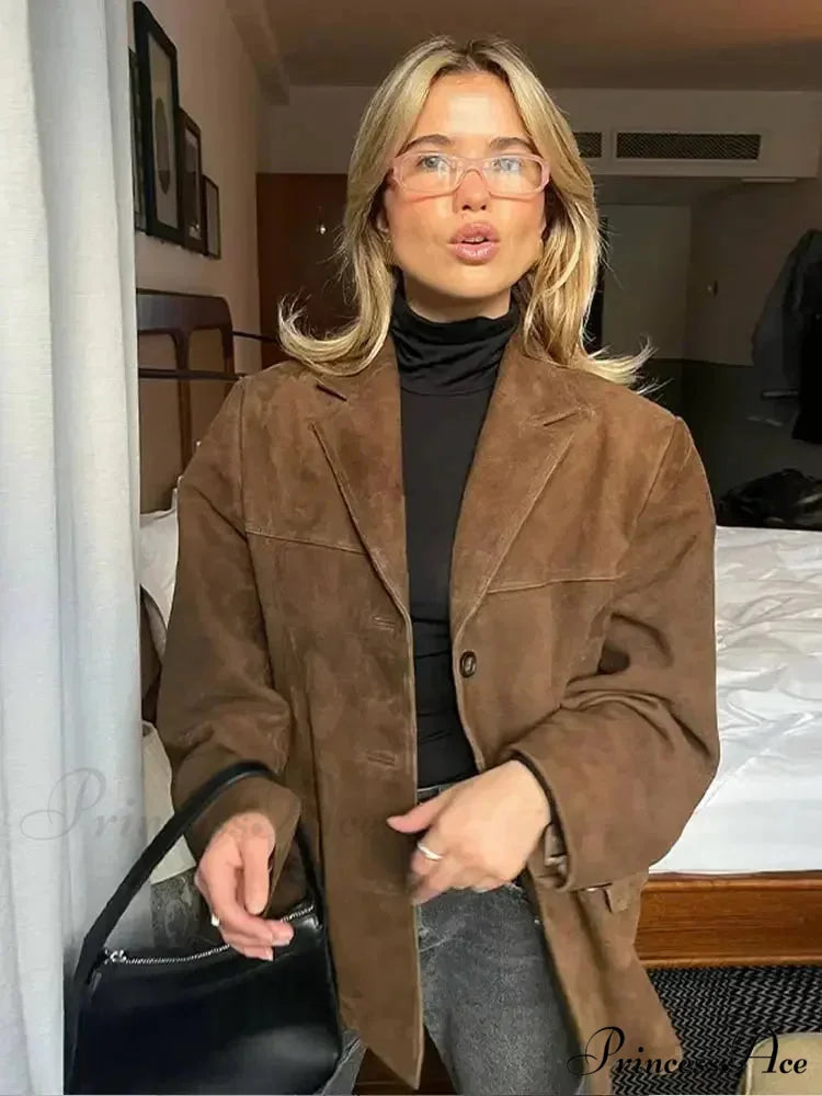 Durable Collar Suede Leather Jacket