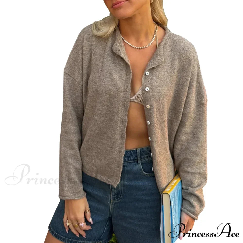 Durable Comfortable Button-front Knit Cardigan