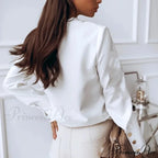 Durable Extended Sleeve Ivory Cotton Blouse