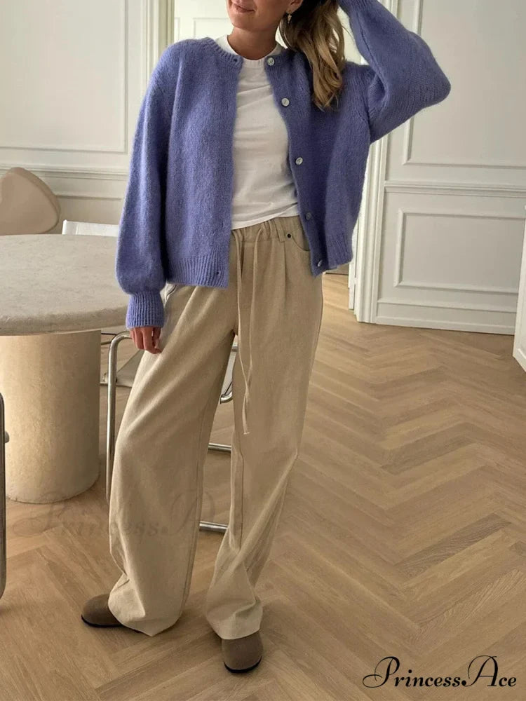 Durable Fluffy Button Up Knit Cardigan