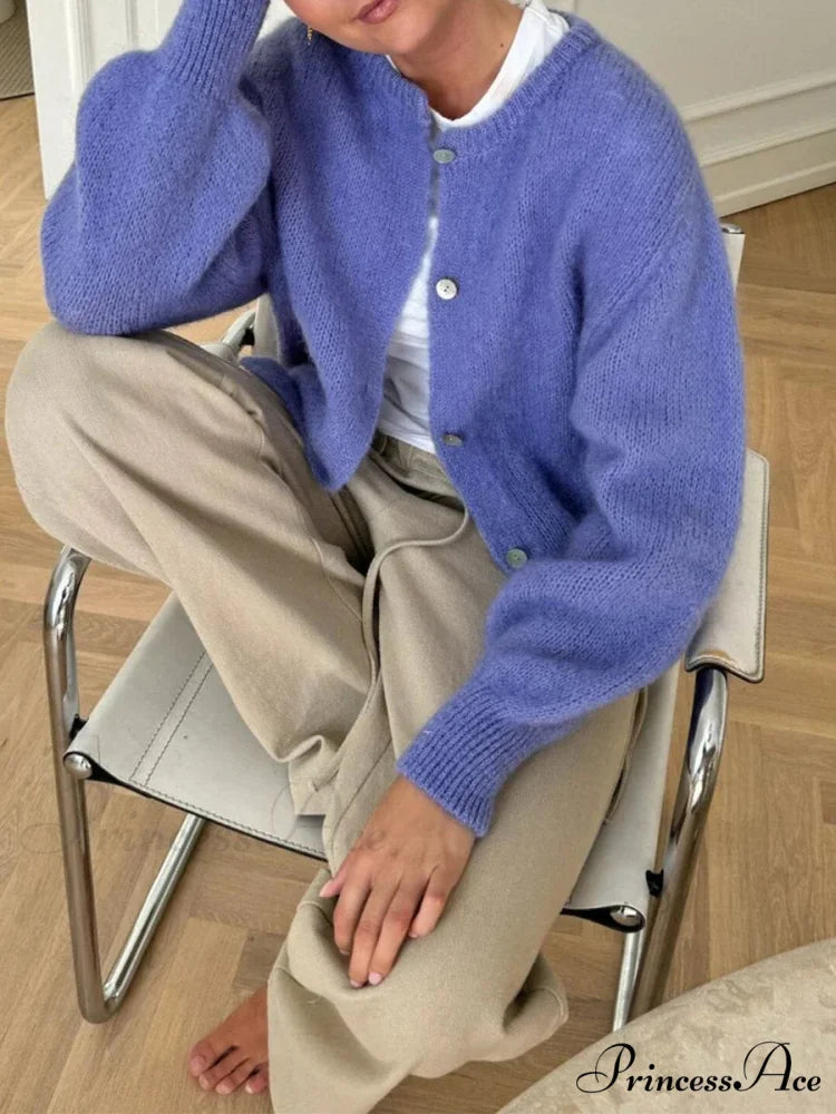 Durable Fluffy Button Up Knit Cardigan