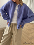 Durable Fluffy Button Up Knit Cardigan