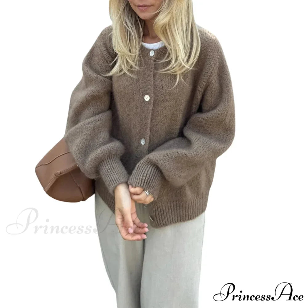 Durable Fluffy Button Up Knit Cardigan