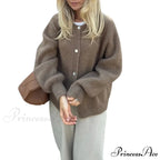 Durable Fluffy Button Up Knit Cardigan