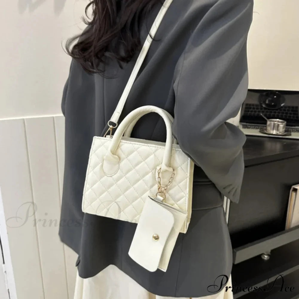 Durable Gem Grid Faux Leather Crossbody