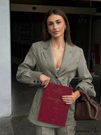 Durable Jacket with Belt V-neck Collar Coat