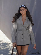 Durable Jacket with Belt V-neck Collar Coat