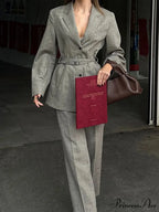 Durable Jacket with Belt V-neck Collar Coat