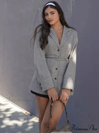 Durable Jacket with Belt V-neck Collar Coat