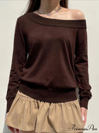Durable Knitted Slash Neck Extended Sleeve Pullover Jumper
