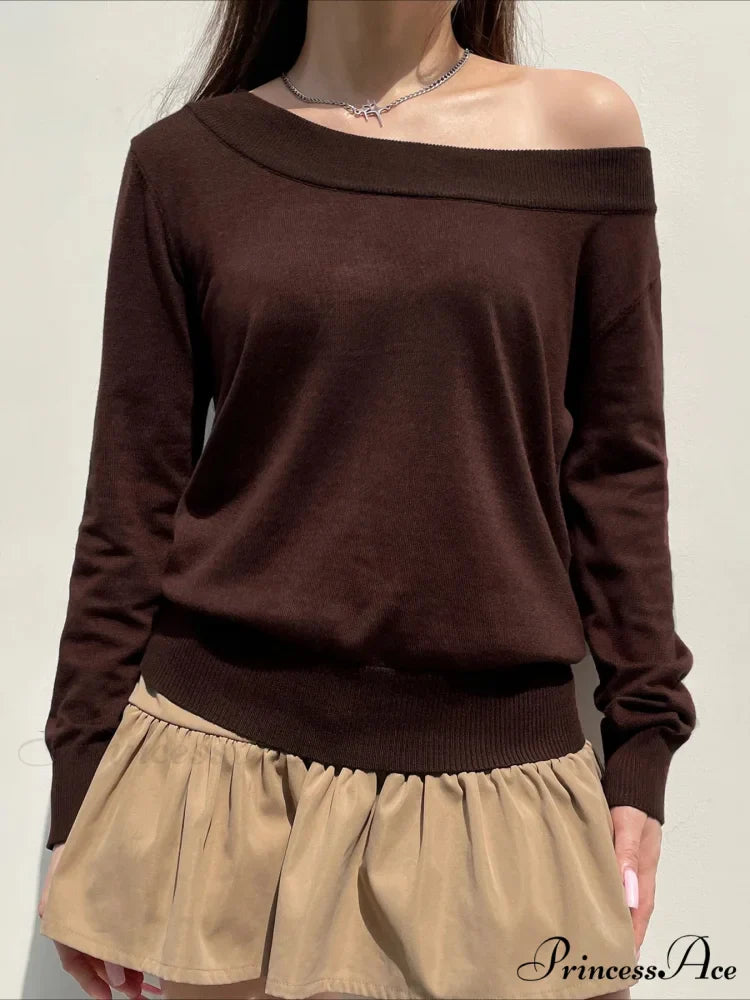 Durable Knitted Slash Neck Extended Sleeve Pullover Jumper
