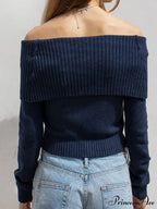 Durable Knitted Slash Neck Fundamental Long Sleeve Pullover Sweater