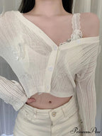 Durable Lantern Sleeve Button Down Knit Cardigan