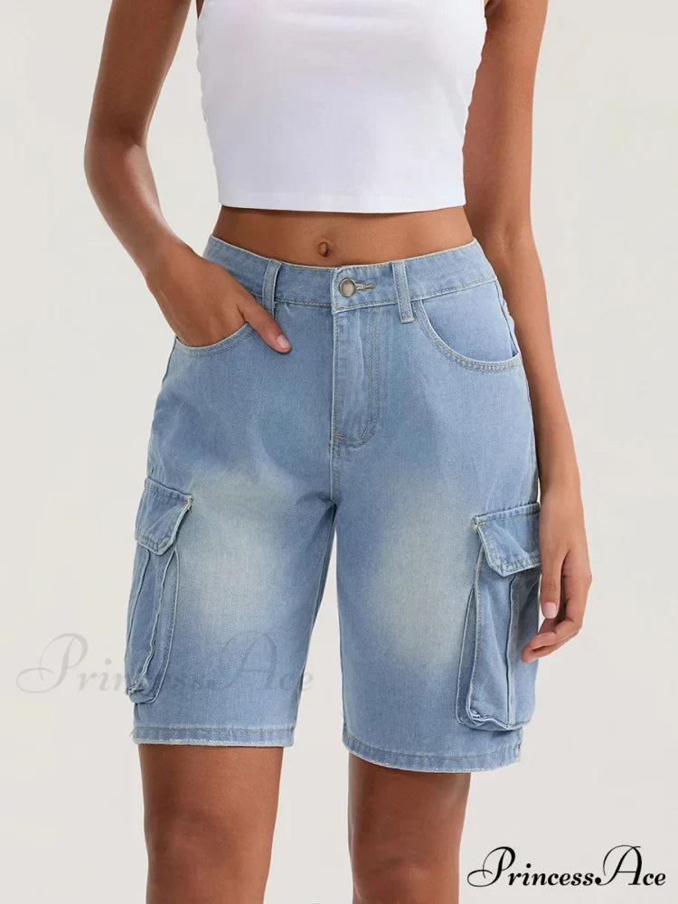 Durable Medium Elevation Button Denim Short