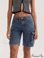 Durable Medium Elevation Button Denim Short