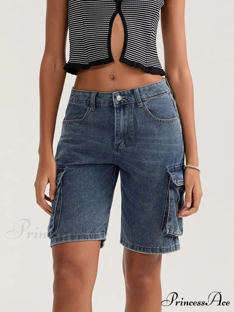 Durable Medium Elevation Button Denim Short