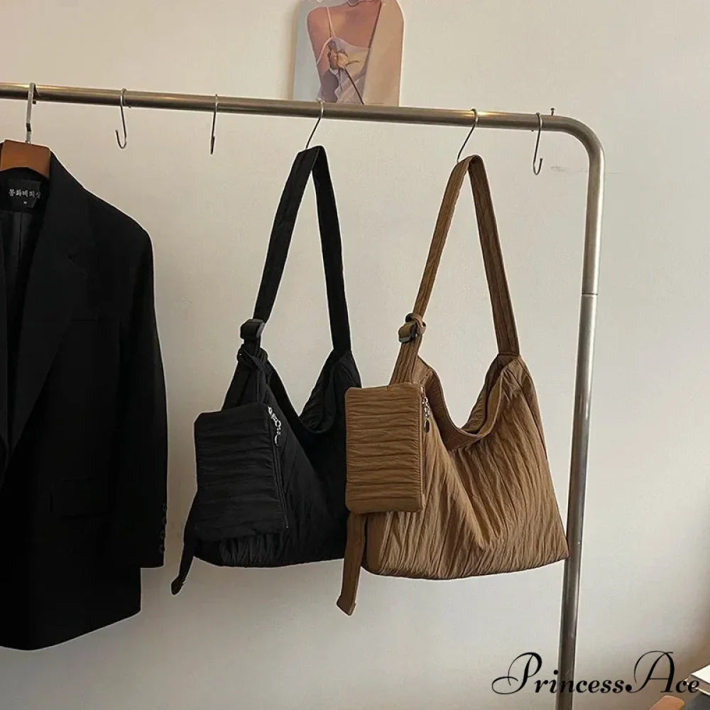 Durable Nylon Ruffled Zipper Crossbody