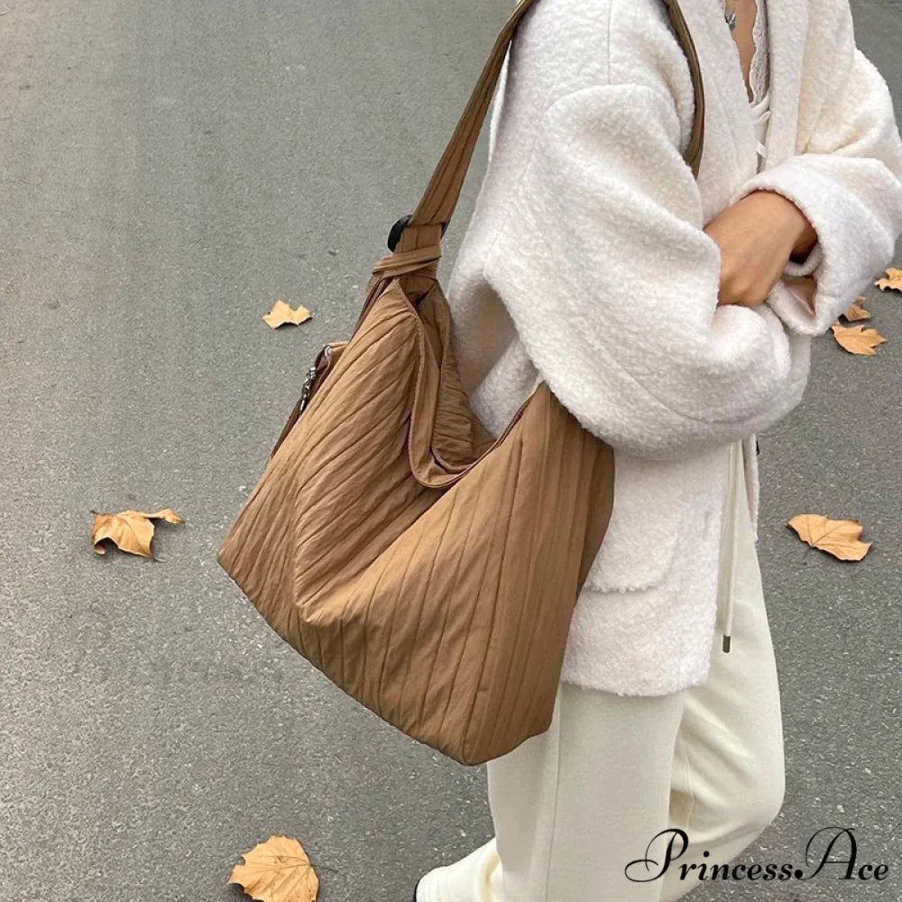 Durable Nylon Ruffled Zipper Crossbody