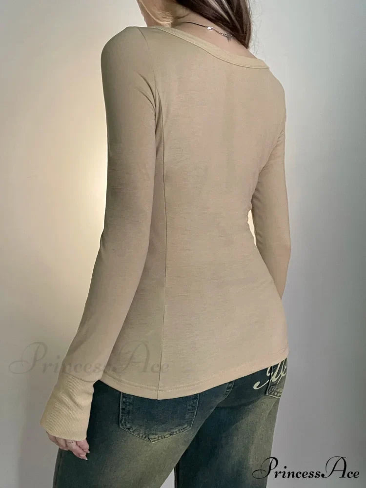 Durable Patchwork Slim O-Neck Long Sleeve Knit Top