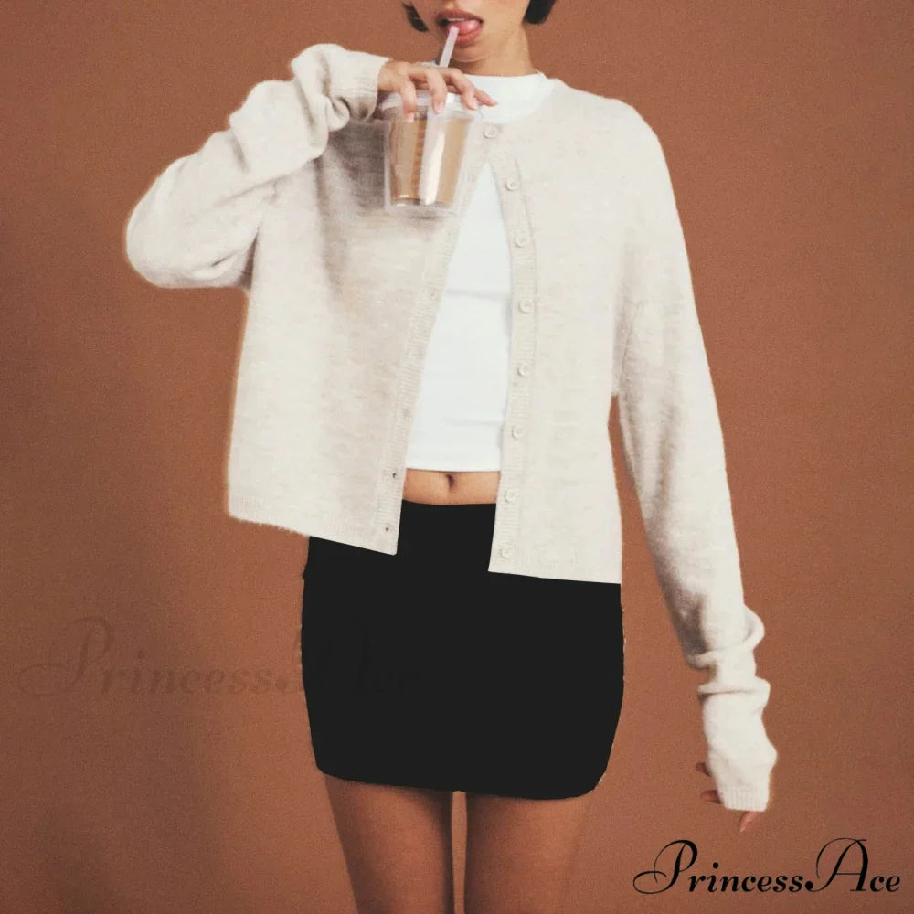 Durable Retro Circular Neck Button Cardigan