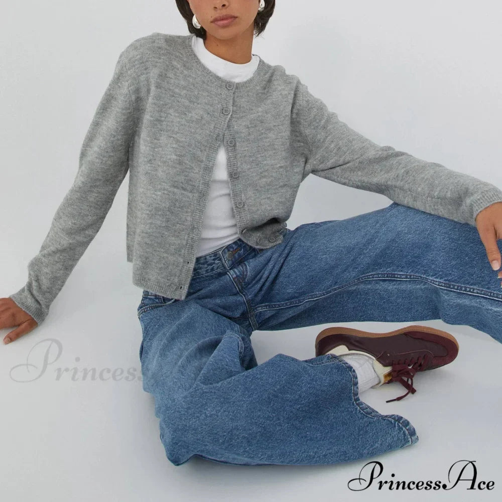 Durable Retro Circular Neck Button Cardigan