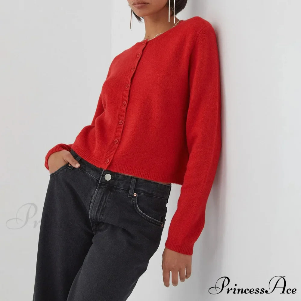 Durable Retro Circular Neck Button Cardigan