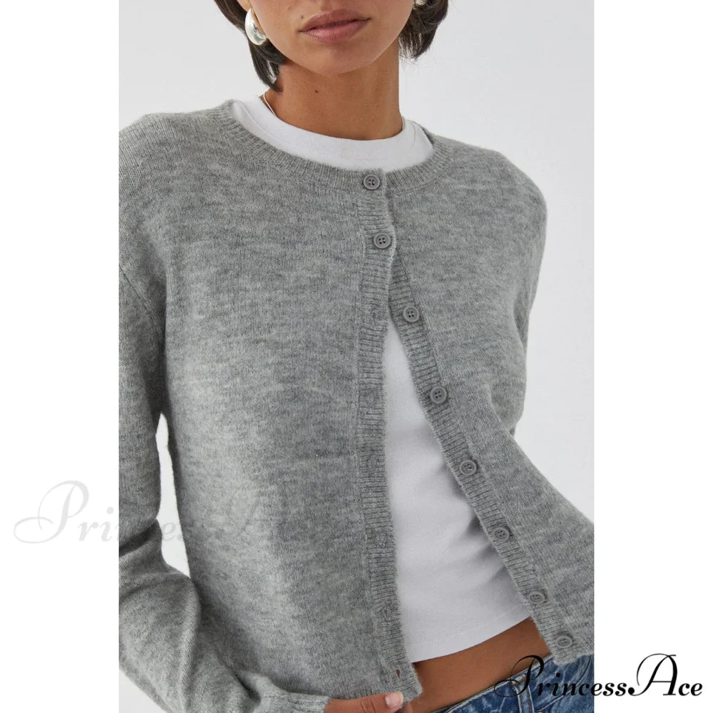 Durable Retro Circular Neck Button Cardigan
