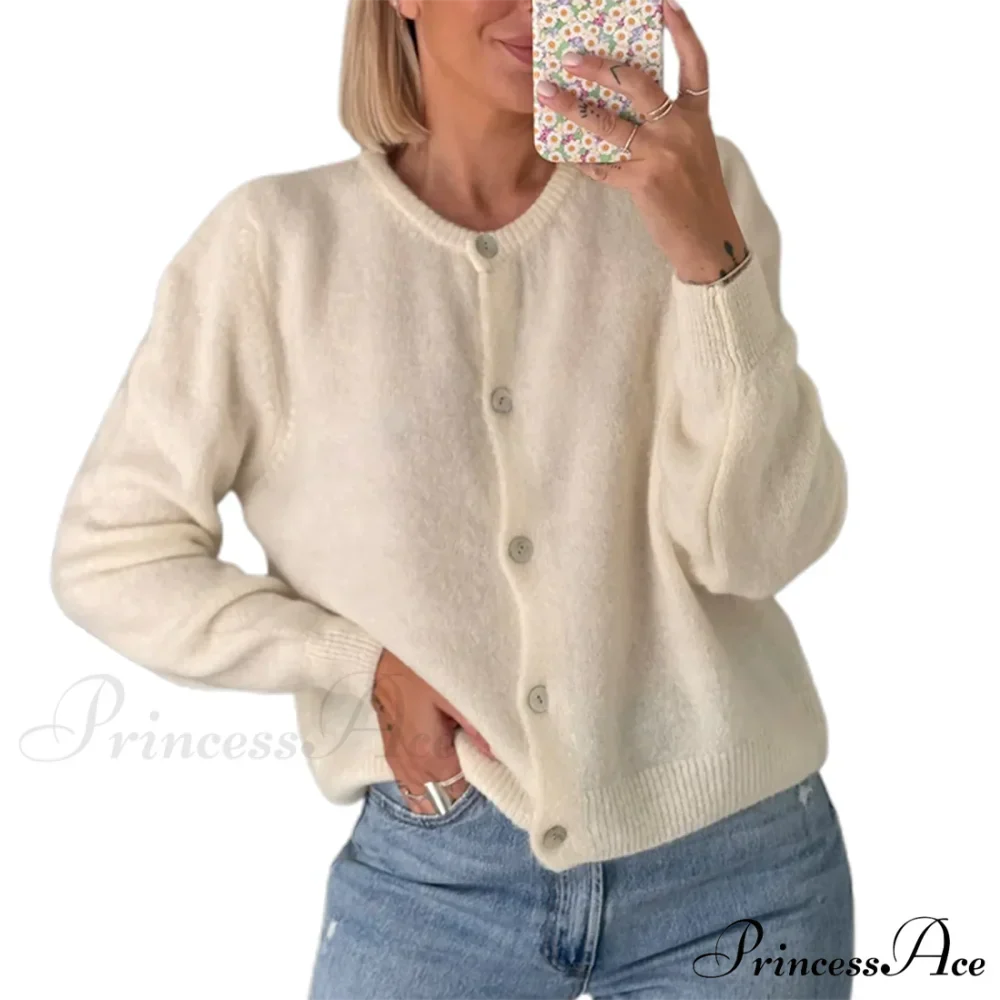 Durable Round-neck Short Knitted Cardigan