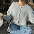 Durable Round-neck Short Knitted Cardigan
