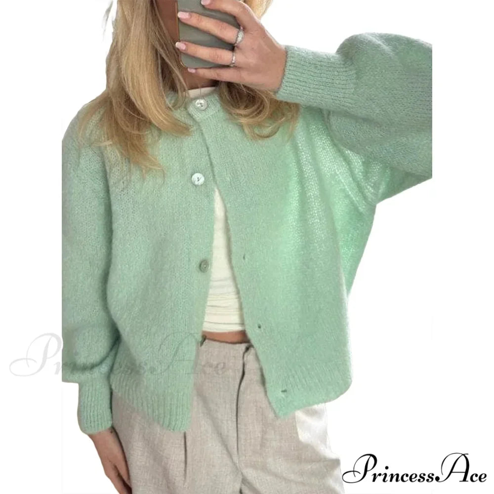 Durable Round-neck Short Knitted Cardigan