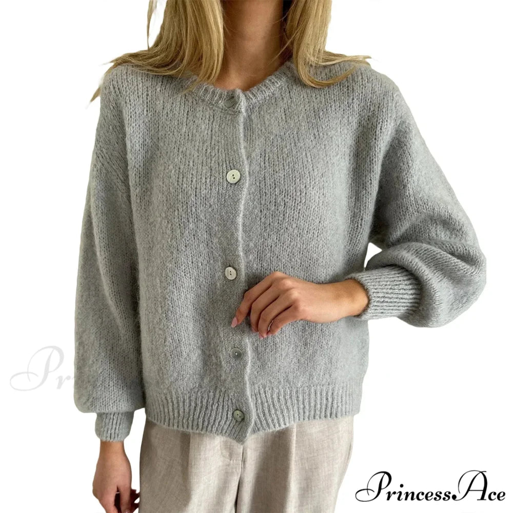 Durable Round-neck Short Knitted Cardigan