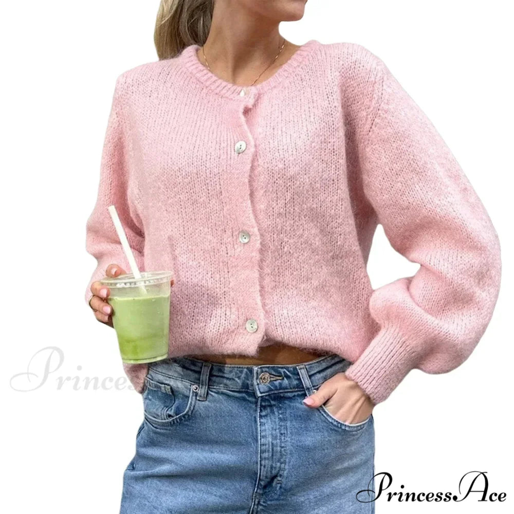 Durable Round-neck Short Knitted Cardigan