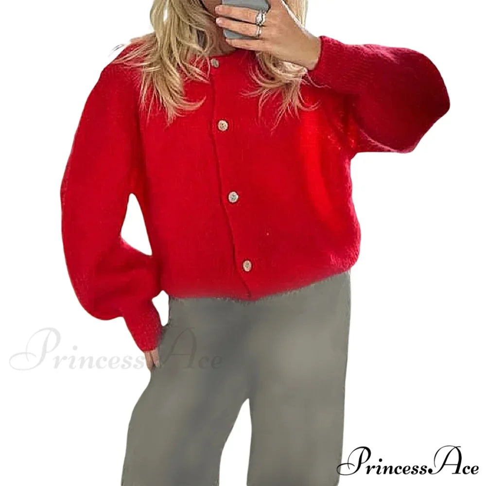 Durable Round-neck Short Knitted Cardigan