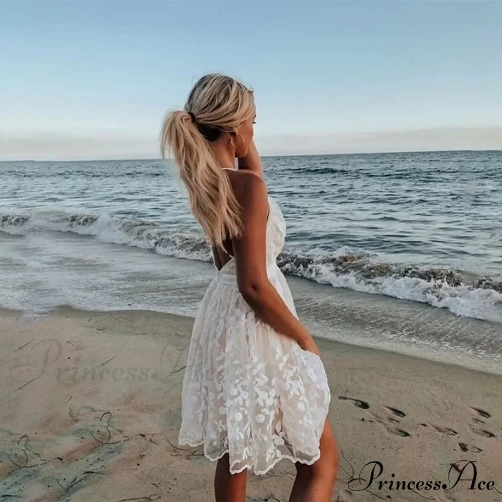 Durable Sleeveless Open-Back Lace Bohemian Dress