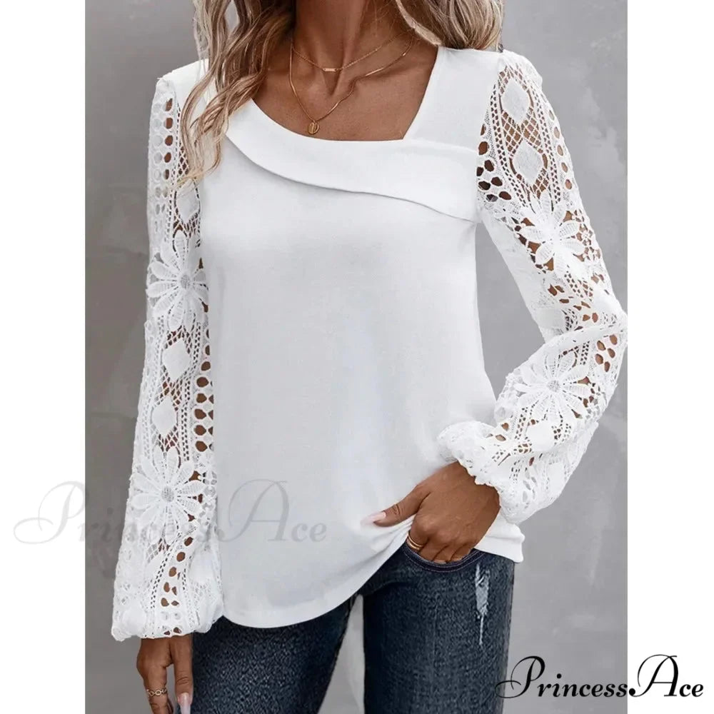 Durable Style Blouse Sophisticated Empty Lace Blouse