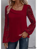 Durable Style Blouse Sophisticated Empty Lace Blouse