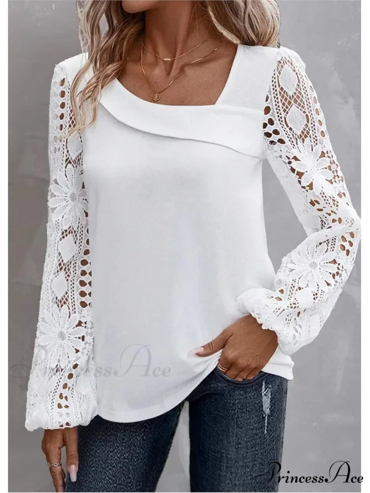 Durable Style Blouse Sophisticated Empty Lace Blouse