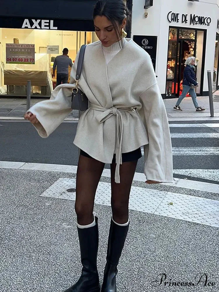 Durable Tie-up Deep V-neck Sweater Jacket