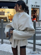 Durable Tie-up Deep V-neck Sweater Jacket