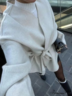 Durable Tie-up Deep V-neck Sweater Jacket