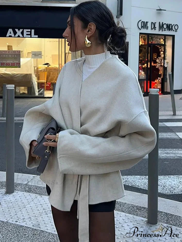 Durable V-neck Lace-up Jacket