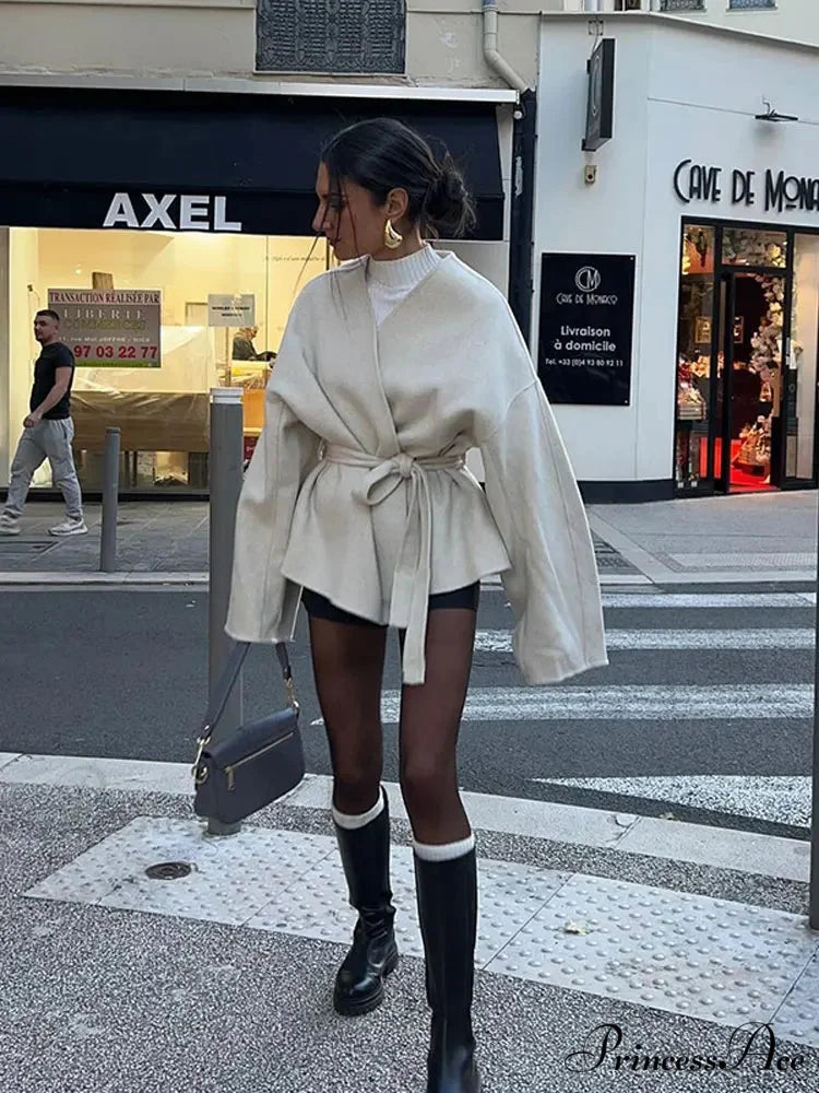 Durable V-neck Lace-up Jacket