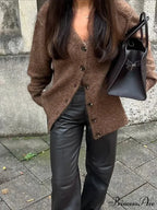 Durable V-neck Mohair Baggy Cardigan