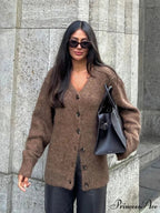 Durable V-neck Mohair Baggy Cardigan