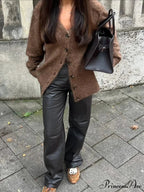 Durable V-neck Mohair Baggy Cardigan