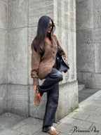 Durable V-neck Mohair Baggy Cardigan