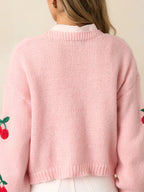 Embroidered Long Sleeve Knit Cardigan
